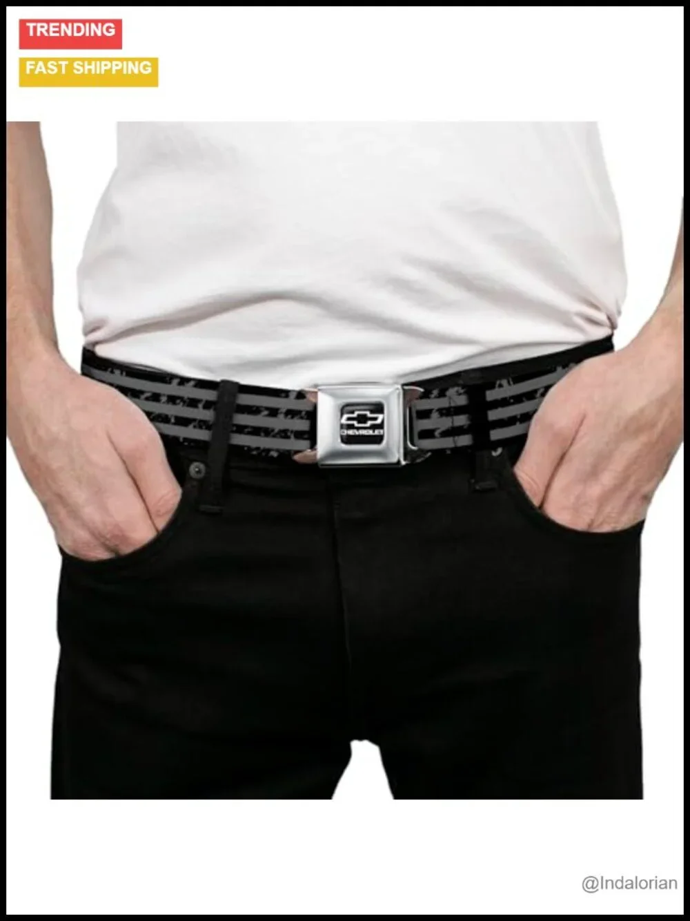 GM Licensed Seatbelt Belt Adjustable Polyester Buckle Belt Unisex
